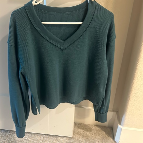 Gilly Hicks Tops - Gilly Hicks Waffle V-Neck Top Green
